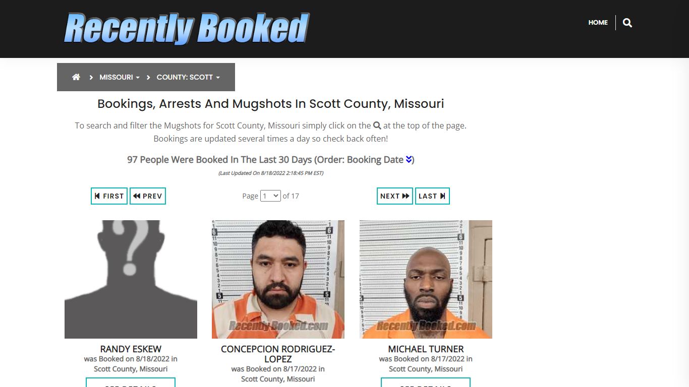 Recent bookings, Arrests, Mugshots in Scott County, Missouri