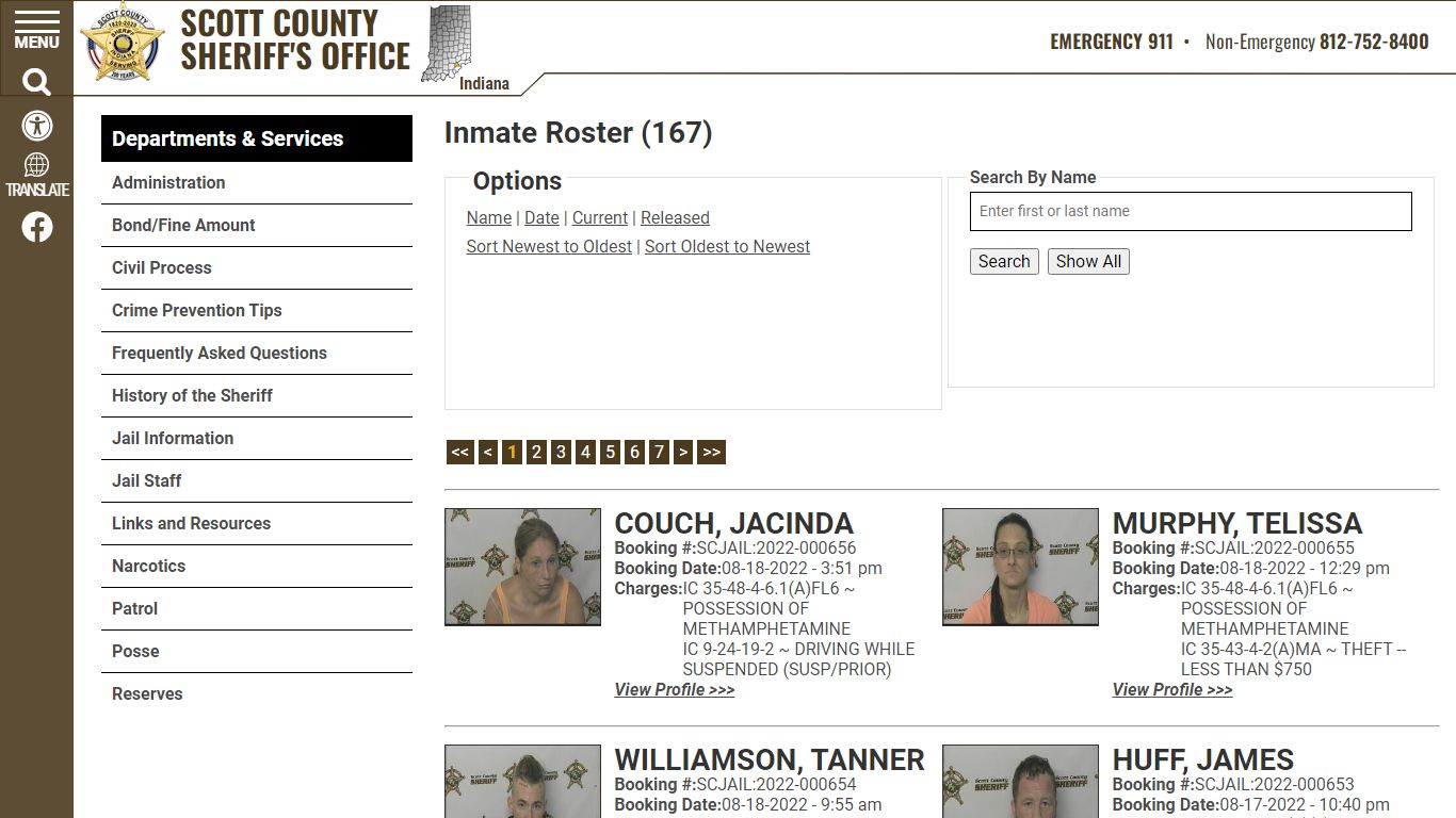 Inmate Roster (169) - Scott County Sheriff